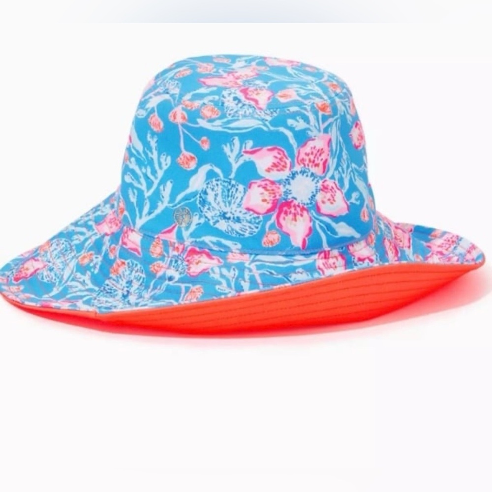 Lilly Pulitzer Reversible Sun Hat Bahamian Rhapsody GWP UPF 50+ EUC